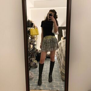 ON SALE! LF Black and White Patterned Mini Skirt